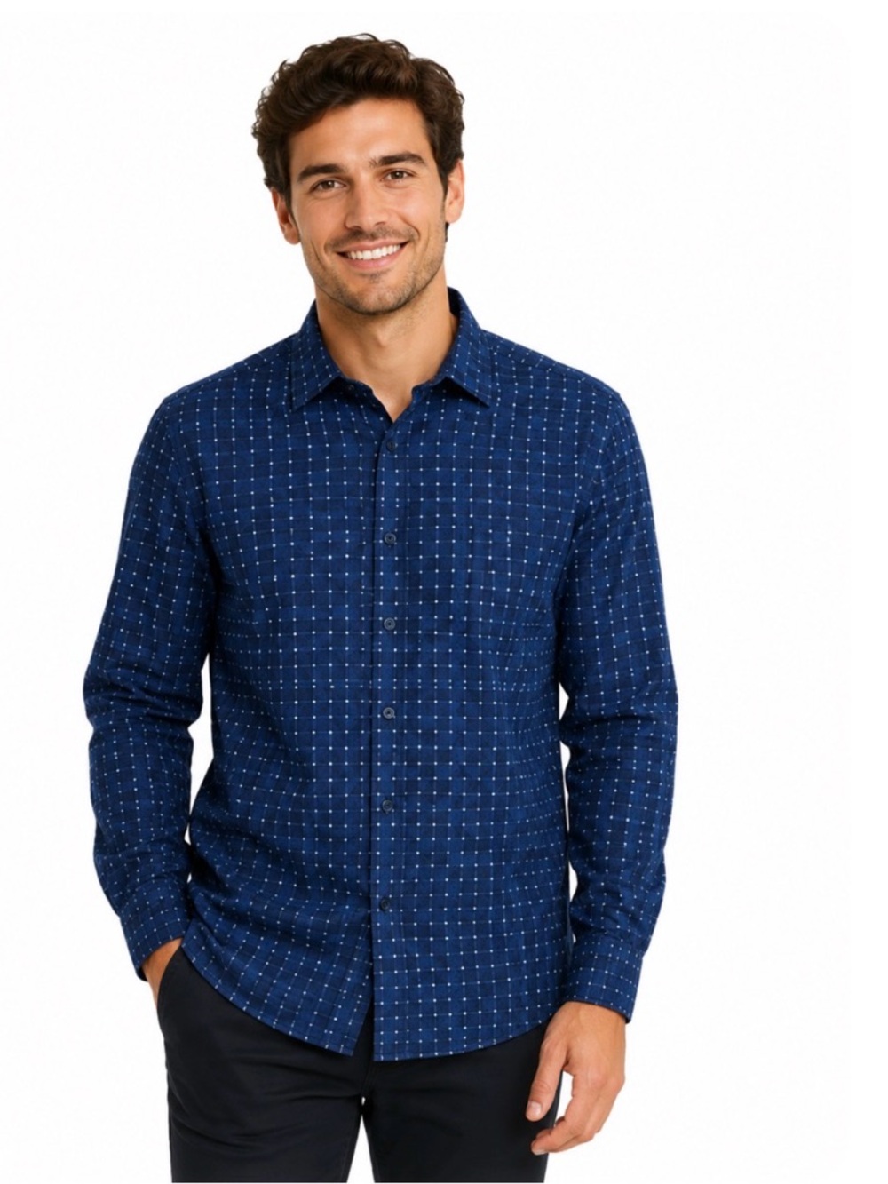 Robert Graham Men's Blue Long Sleeve Button Down Cotton Casual Shirt Large